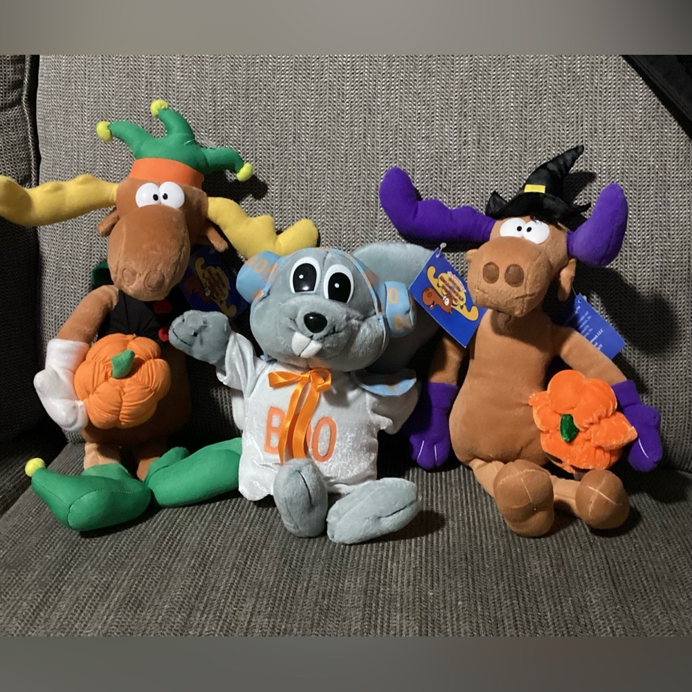 Vintage Rocky and Bullwinkle Halloween Plush, Lot of 3 NWT